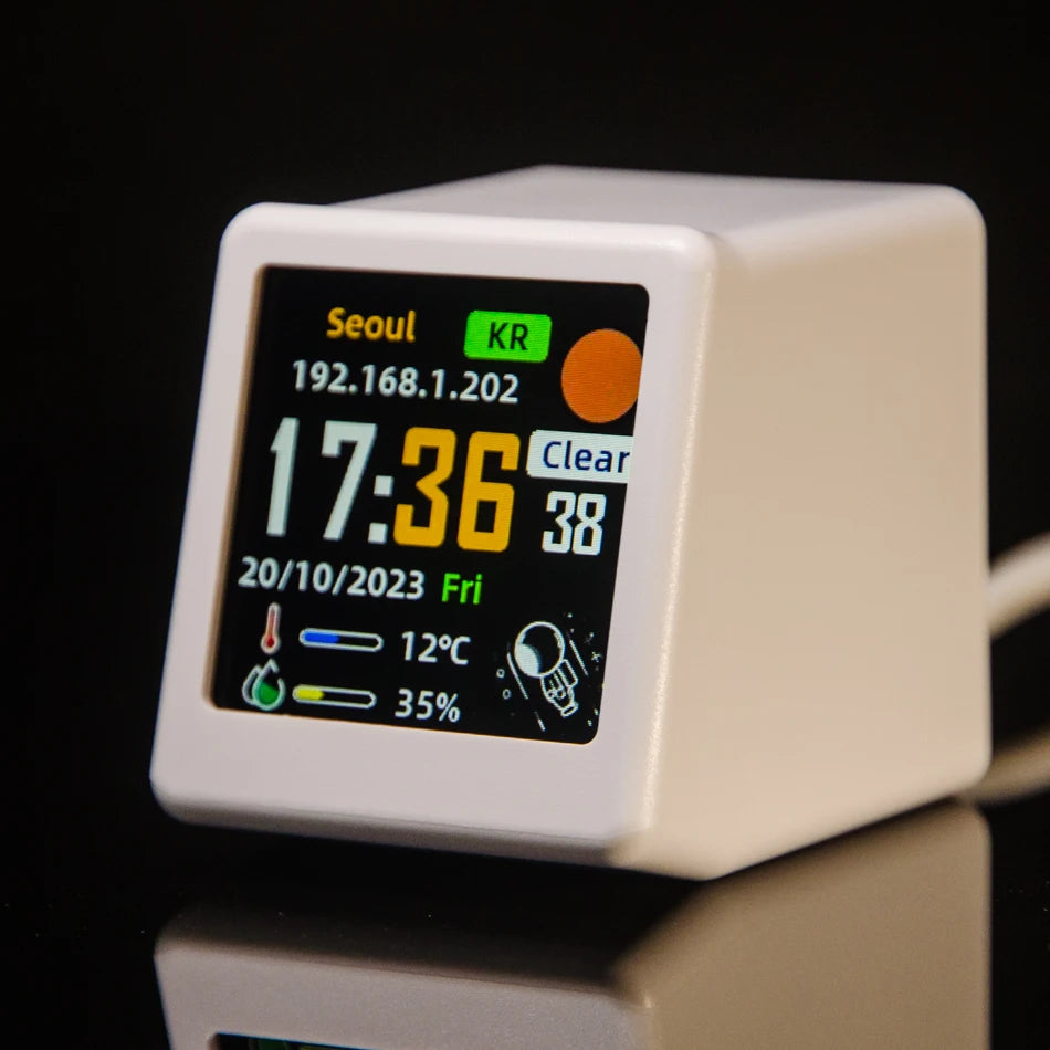 GeekMagic Ultra Smart WiFi Weather Forecast Station Bed Clock for Desktop Decoration, photo Album with Gif Animation